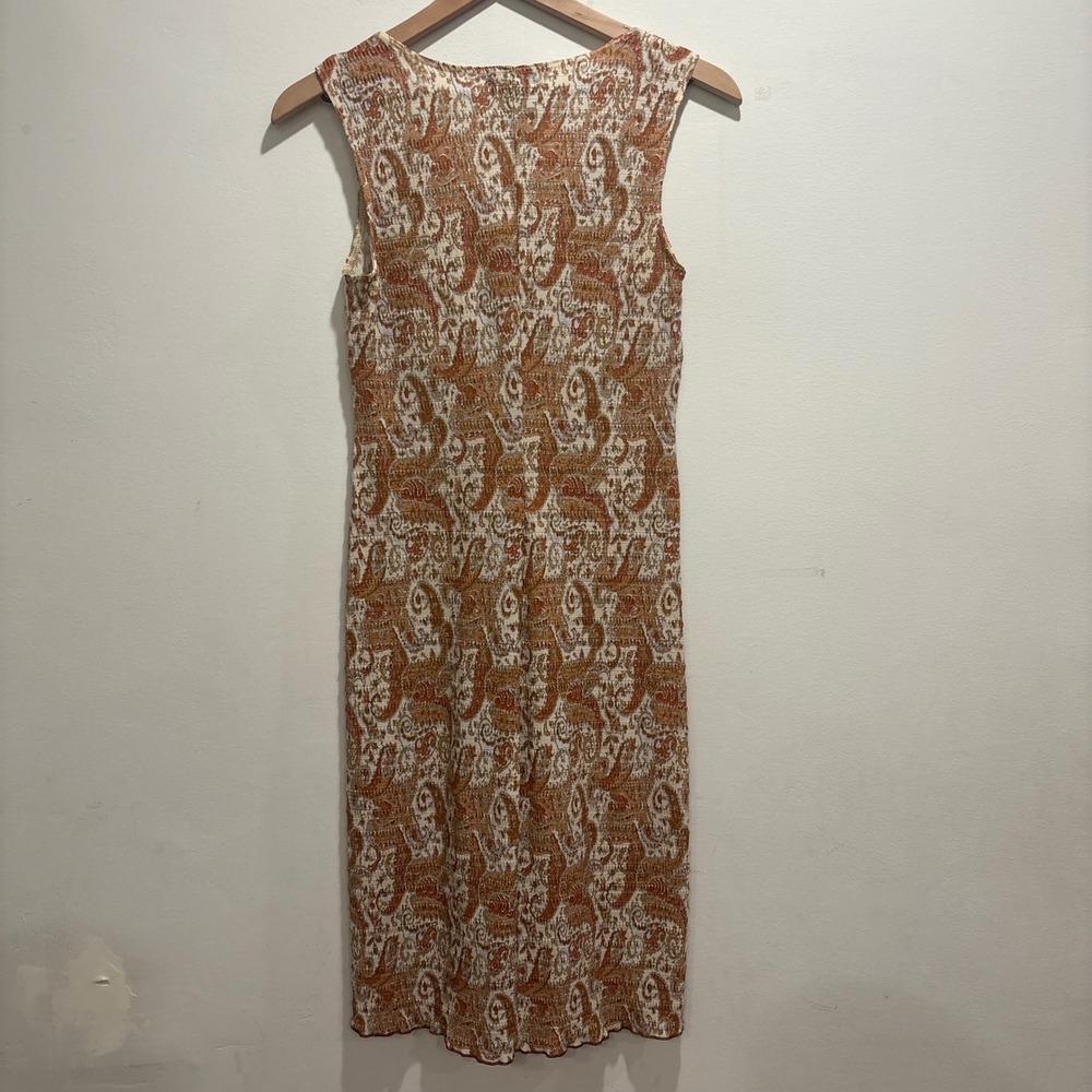 Paisley Babydoll Dress V-Neck‎ Front Lace-Up Western Country Women M Fall Boho - Picture 6 of 9